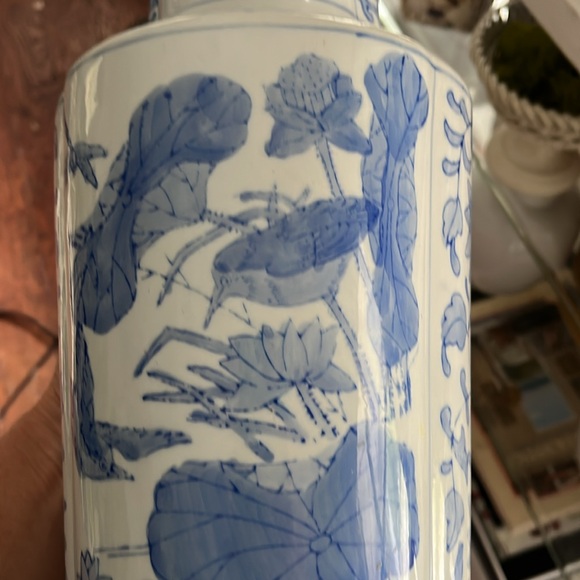 •VINTAGE MIDCENTURY CHINOISERIE CHIC PALM BEACH XL VASE• - Picture 13 of 13